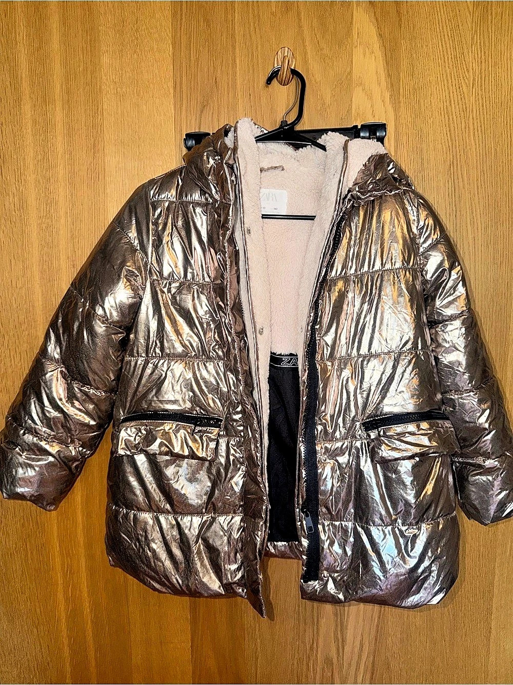 Zara Metallic Brown Puffer Jacket for girls size 10 kids